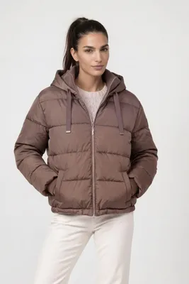 Produktbild von monari Gesteppte Jacke mit Kapuze, Reißverschluss und femininem Ärmel-Patch