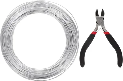 Imagen del producto de 1 rollo de alambre de aluminio plateado, 0,10 x 0,10 x 500 cm, alambre flexible para manualidades, con alicates para proyectos de bricolaje y esculturas de metal