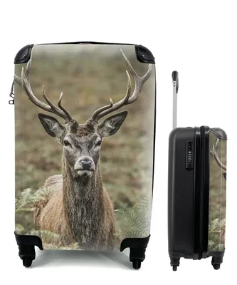 Obrázok produktu pre Kufrík Ručná batožina na kolieskach Malý cestovný kufor so 4 kolieskami Jeleň - parohy - listy - Veľkosť kabíny < 55x40x23 cm & 55x40x20 cm - Foto