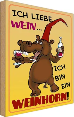 Produktbild von vianmo Holzschild 18x12 cm Alkohol liebe Wein bin ein Weinhorn