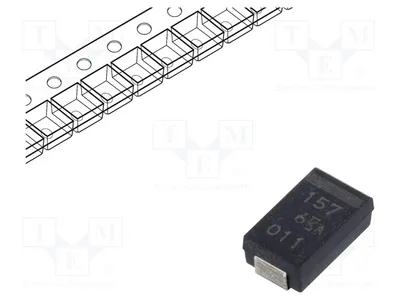 Immagine prodotto di 1 condensatore: tantalio-polimero, 150uF, 2917, 6VDC, dimensioni: D, ESR: 25mΩ, codice: T599D157M006ATE02