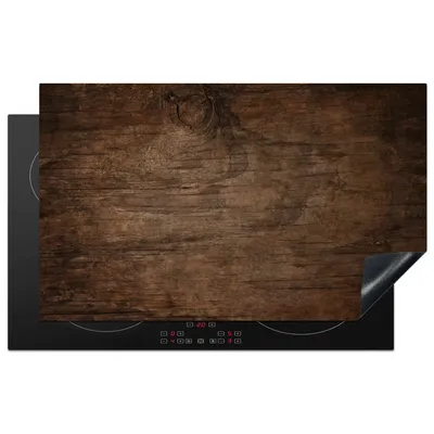 Produktbild von KitchenYeah© Herdabdeckplatte Holzoptik - Braun - Industriell , 85x52cm, Küche Deko, Glaskeramikkochfeld Herdabdeckung, Abdeckplatte fùr Kochfeld