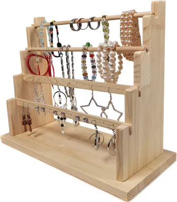 Produktbild von Schmuckständer Schmuckhalter Multifunktion Ohrringe Ständer mit Stab und Stange Holz