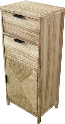 Immagine prodotto di Milani Home - mobiletto in legno con 2 cassetti e 1 anta, legno chiaro, 34 x 25 x 79 cm