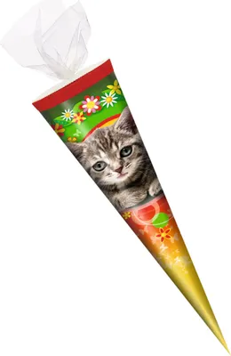 Produktbild von Schultüte / Zuckertüte / 35cm / rund / Tüllverschluss / "Katze"