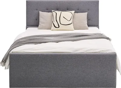 Produktbild von Homestyle4u Polsterbett 140x200 Grau Doppelbett Bettgestell Mit Lattenrost 2 Schubladen