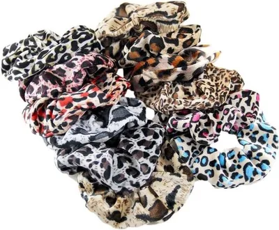 12 Stück elastische Haargummis im Leopardenmuster, weiche Scrunchies für Pferdeschwänze und Haaraccessoires