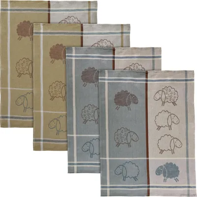 Produktbild von Kracht Geschirrtuch Schafe" 4er-Pack Schafe 50x70 cm"