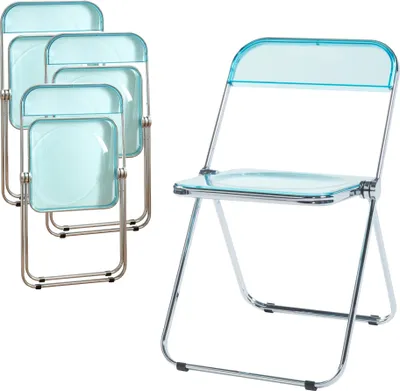 Produktbild von Klappstuhl 'Pornainen' 4er Set Stahlgestell Hellblau, transparent
