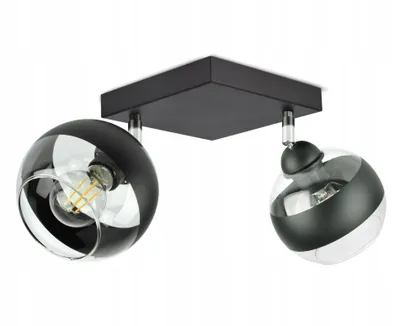 Obrázek produktu pro LUXOLAR Led stropní svítidlo 2 plameny - Stropní svítidlo otočné černé E27 60W - Závěsné svítidlo do obývacího pokoje, kuchyně - Černé skleněné koule