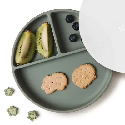 Image de Assiette en silicone pour bébé, avec ventouse, sans BPA et antidérapante