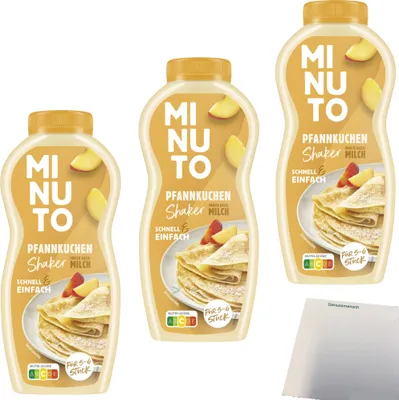 Produktbild von Minuto Shaker Pfannkuchen Mischung einfach und schnell 3er Pack (3x205g Shaker) + usy block