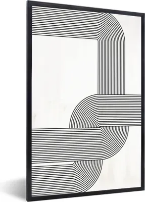 Produktbild von MuchoWow® Gerahmtes Poster Kunst - Minimalismus - Schwarz - Weiß 60x90 cm - Poster mit Schwarzem Bilderrahmen Wandposter Rahmen Foto Bilder - Kunst