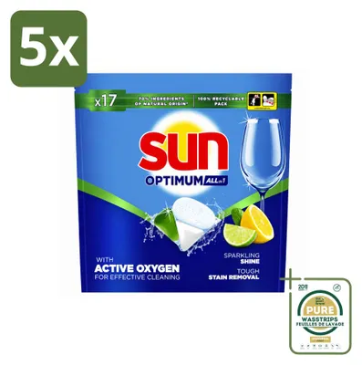 Produktbild von 5 x  Sun Optimum All-in-1 Spülmaschinentabs - Zitrone - Vorratspackung - 5 Stücke