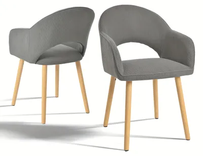 Imagen del producto de Silla de comedor - Sillón de relax - Silla de escritorio - Silla con reposabrazos - Juego de 2 - Terciopelo, color gris oscuro