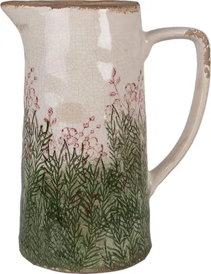 Produktbild von Clayre & Eef Dekorative Kanne 21x14x26 cm Beige Keramik Blumen