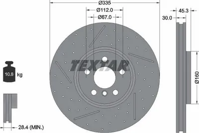 Produktbild von 2x TEXTAR Bremsscheibe 92317105 für MINI Schrägheck (F56) Clubman (F54) 45 3mm