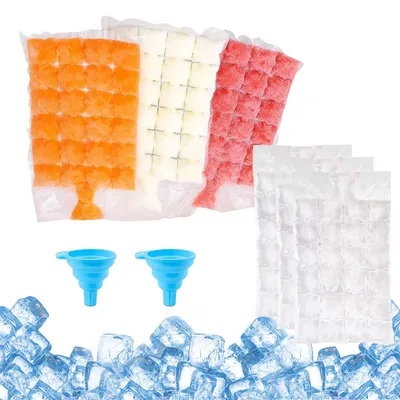 Eiswürfelbeutel 100 Stück mit 2 Trichtern, selbstversiegelnd