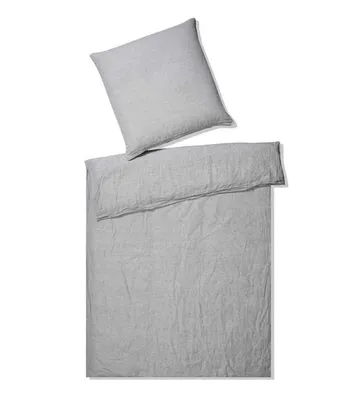 Produktbild von elegante Halbleinen Bettwäsche Uni Breeze Silber 200x220 cm + 80x80 xm