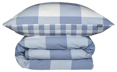 Produktbild von SCHIESSER Bettwäscheset Name | Renforcé | 2-teilig | Großes Vichy-Karo | 100% Baumwolle | Weich und glatt | YKK-Reißverschluss | 135x200 cm + 80x80 cm | Hellblau