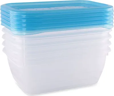 Produktbild von Lorelli Lebensmittelbehälter 5er Set á 0,5 l Deckel Spülmaschinenfest Schüssel blau