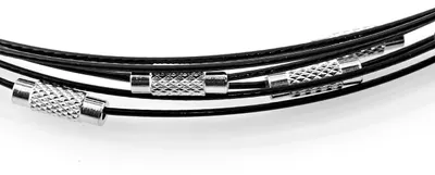 Produktbild von Vintageparts 4 Stahldrahtketten schwarz Messingverschluss 1 mm