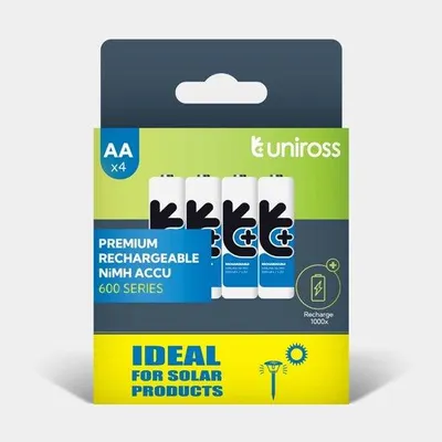 Productafbeelding van Uniross NiMH AA/HR6 1.2V 600 (Solar) 4 pack