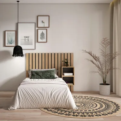 Image de COZY Tête de lit, 133x107x3cm, Lit de 80,90,110cm, Panneaux Muraux, Chêne