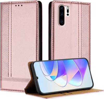 Produktbild von Handyhülle für Huawei P30 Pro Leder Flip Klappbare Schutzhülle mit Standfunktion Pink