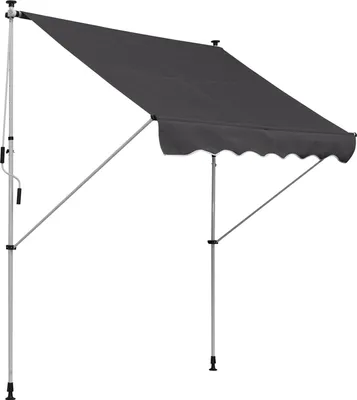 Image de Outsunny Store banne manuel ršŠtractable 2L x 1,5l x 1,7-2,8H m inclinaison ršŠglable installation rapide store banne sans per?age pour balcon mšŠtal aluminium polyester gris