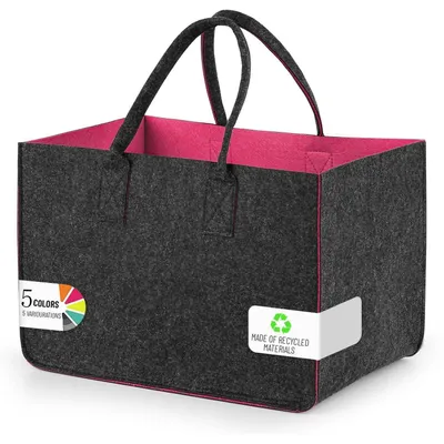 Productafbeelding van Inkoopmand 30 liter, opvouwbaar, robuust, donkergrijs, roze