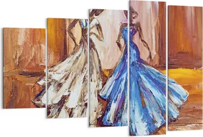 Produktbild von Bild auf Leinwand - Leinwandbild - 5 Teile - Frauen Kleider Öl - 150x100cm - Wand Bild - Wanddeko - Wandbilder - Leinwanddruck - Bilder - Wanddekoration - Leinwand bilder - Wandbild - EG150x100-4172