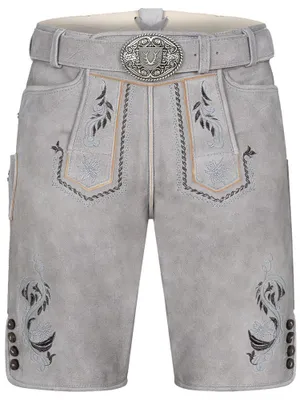 Produktbild von Lederhose Heiko mit Gürtel grau 56