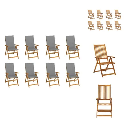 Produktbild von vidaXL Klappbare Gartenstühle mit Kissen 8 Stk. Massivholz Akazie -  Gartenstühle