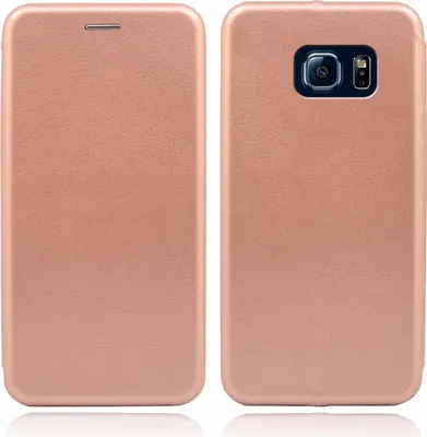 Produktbild von Handy Schutz Hülle für Samsung Galaxy S6 Edge Handytasche mit Magnetdeckel Kartenfach und Standfunktion Klapphülle Etui Rosegold