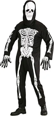 Produktbild von Skelett-Jumpsuit „Mr. Skeleton“ für Erwachsene, Größe S