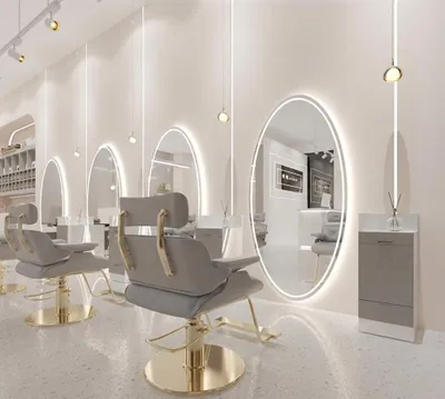 Productafbeelding van Kappers- & Barbiers Spiegelconsole LED 180x90 PRO Rond voor Schoonheidssalon