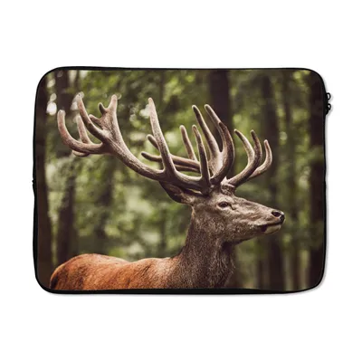 Produktbild von MuchoWow® Laptop Hülle 17 Zoll Laptoptasche Hirsch - Natur - Geweih - Wald - Tiere - Zipper - Schutzabdeckung