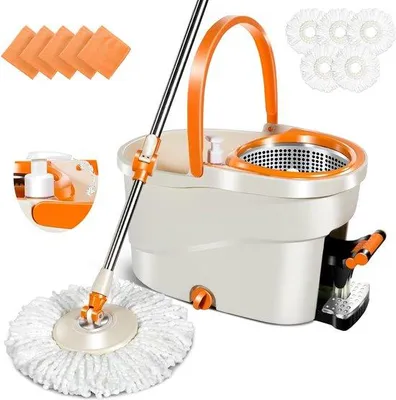 Image de Kit complet pour sols durs et carrelage, comprenant 5 chiffons en microfibres et un seau