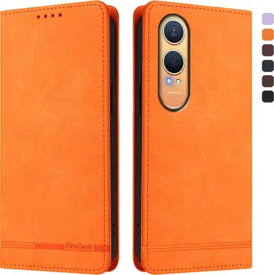 Produktbild von Hülle für OnePlus Nord CE4 Lite, Retro Kunstleder Ständer Klapphülle mit Kartenfächer und Magnetische Orange
