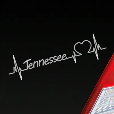 Produktbild von Auto Aufkleber Tennessee Herz Puls Staat State USA Liebe Love 19x5 cm Silber Sticker Heckscheibenaufkleber