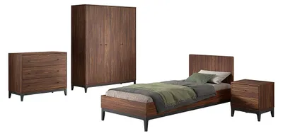 Image de Vipack Ensemble Chambre ilyas lit 90x200 + chevet + armoire 3 portes + bureau