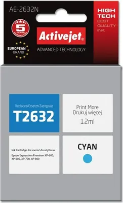Produktbild von Activejet AE-2632N Tintenpatrone (Ersatz für Epson 26 T2632; Höchst; 12 ml; cyan)