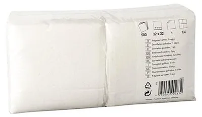 Produktbild von 4500 Servietten, 1-lagig 1/4-Falz 32 cm x 32 cm weiss