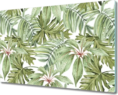 Produktbild von Glas-Herdabdeckplatte Glaskeramikkochfeld-Abdeckung Spritzschutz - 80x52 cm - Helle Bananenblätter