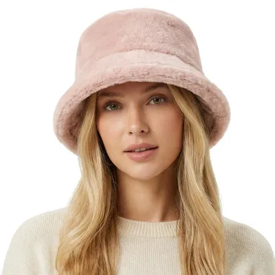 Productafbeelding van Fischerhut damesmuts, one size, roze, pluizig, kunstbont, verstelbaar