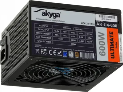 Zdjęcie produktu dla Akyga AK-U4-600, 600 W, 230 V, 5 A, Aktywne, 103 W, 540 W