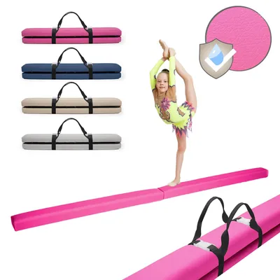 Obrázok produktu pre MAMOI® Skladacia gymnastická kladina z ekokože 200 cm, Protišmyková tréningová kladina pre deti a dospelých, Mäkký povrch, Vhodná na domáce použitie