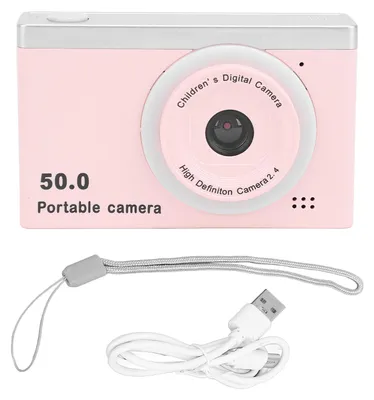 Zdjęcie produktu dla Cyfrowy aparat HD, 50 MP, 1080p, 8-krotny zoom, przenośny, przedni i tylny obiektyw, podwójny aparat z filtrami do fotografowania dzieci, różowy
