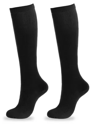 Productafbeelding van Compressiekousen 15-20 mmHg - Hardloopsokken - Compressie Sokken voor Hardlopen, Vliegtuig, Wandelen - Zwart - Maat 35-39